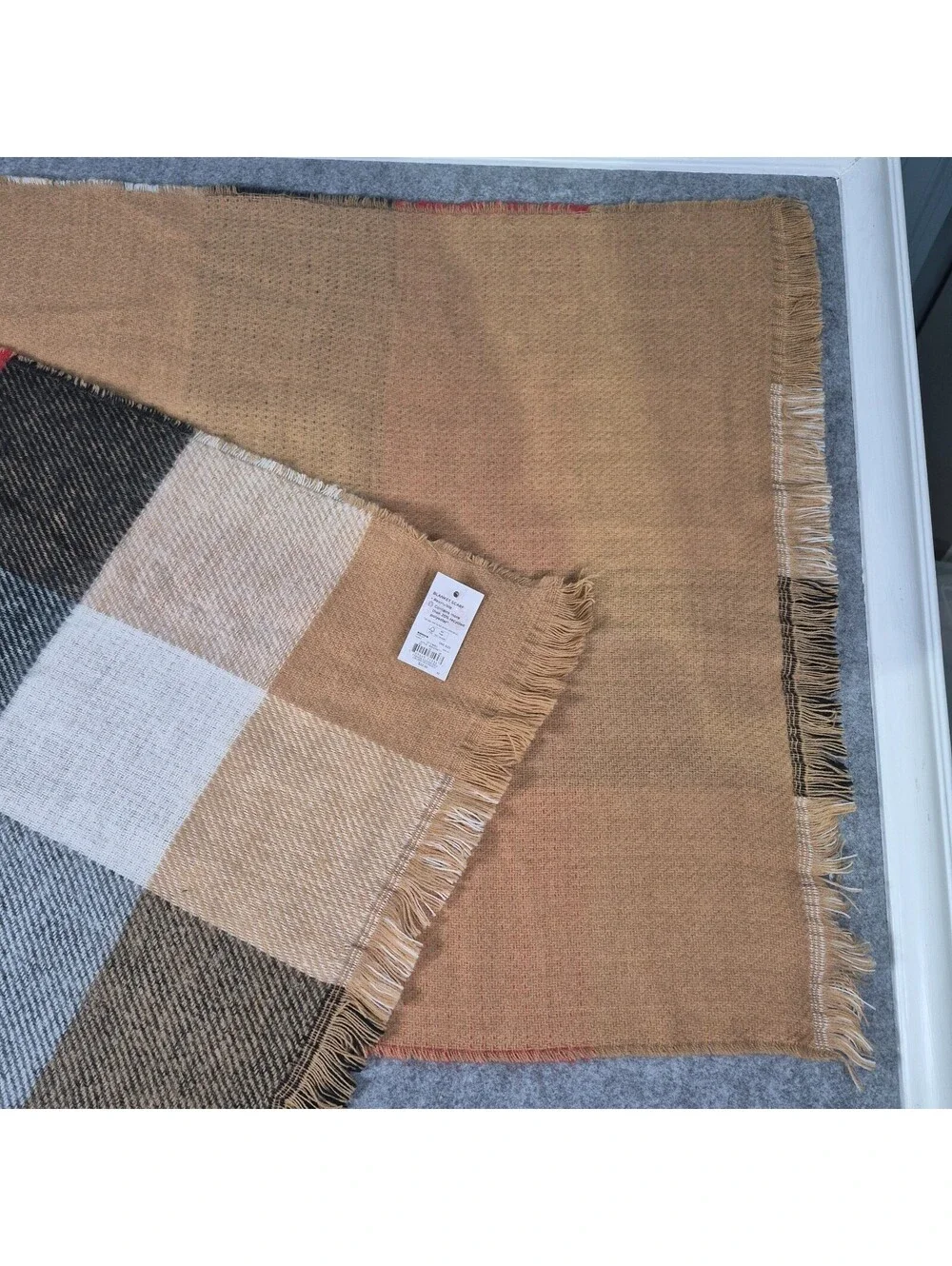 Sonoma Goods For Life Geo Oblong Scarf Tan OS Cozy Winter Stylish Warm